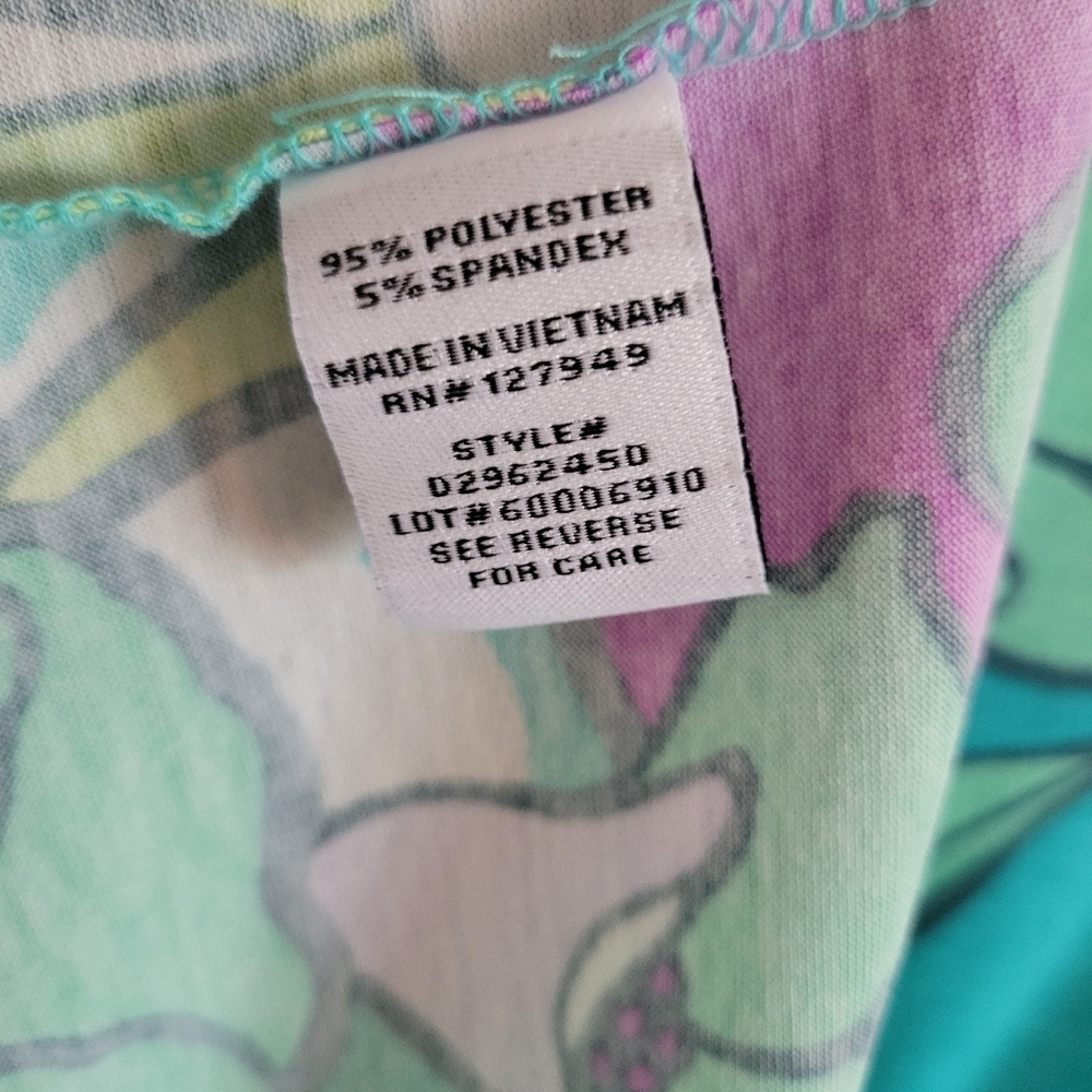 Emma & Michelle Maxi Dress Aqua Green Purple Tropical Sleeveless Size Medium - Picture 2 of 4